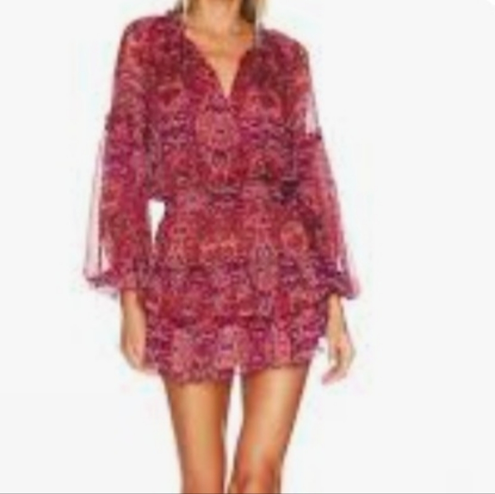 Zara Red and Pink Patterned Dress